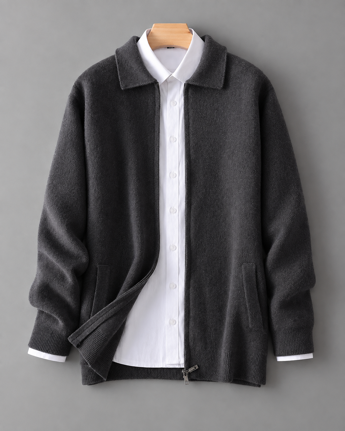 Mens 100% Wool Knitted Cardigan