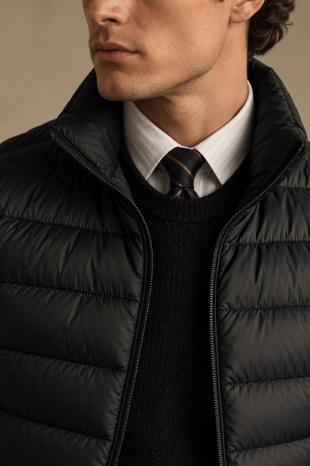 Imitation silk cotton filling Quilted Vest for Men