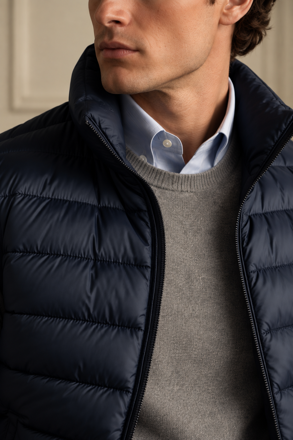 Imitation silk cotton filling Quilted Vest for Men