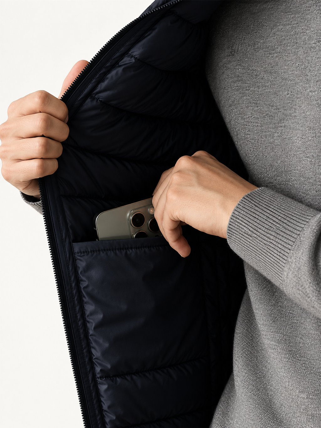 Imitation silk cotton filling Quilted Vest for Men