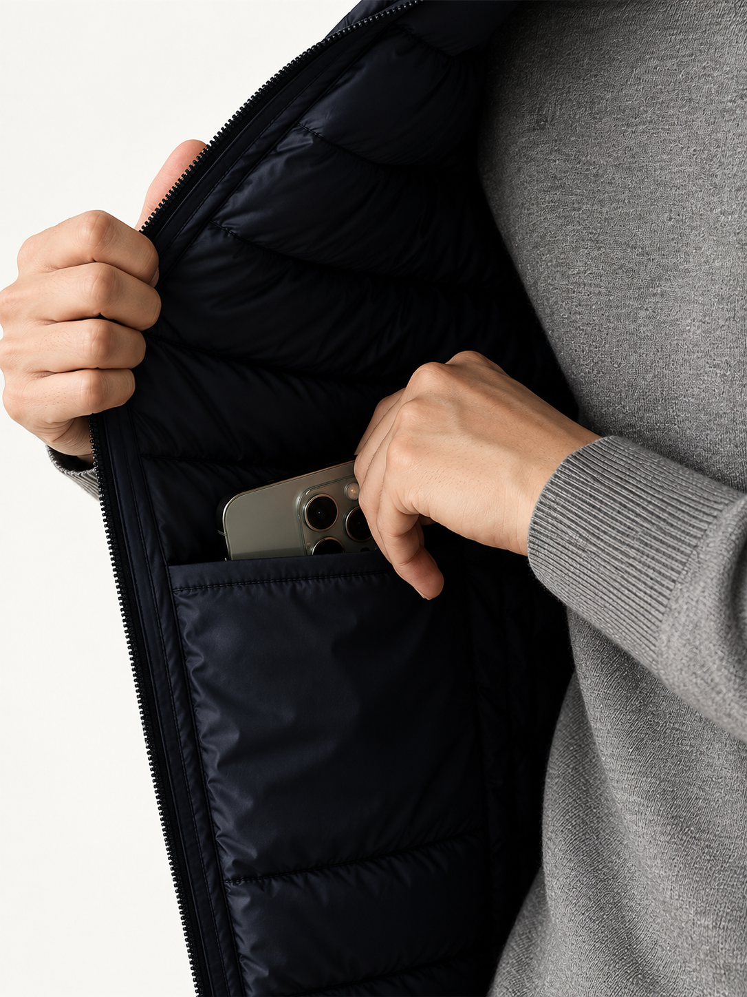 Imitation silk cotton filling Quilted Vest for Men