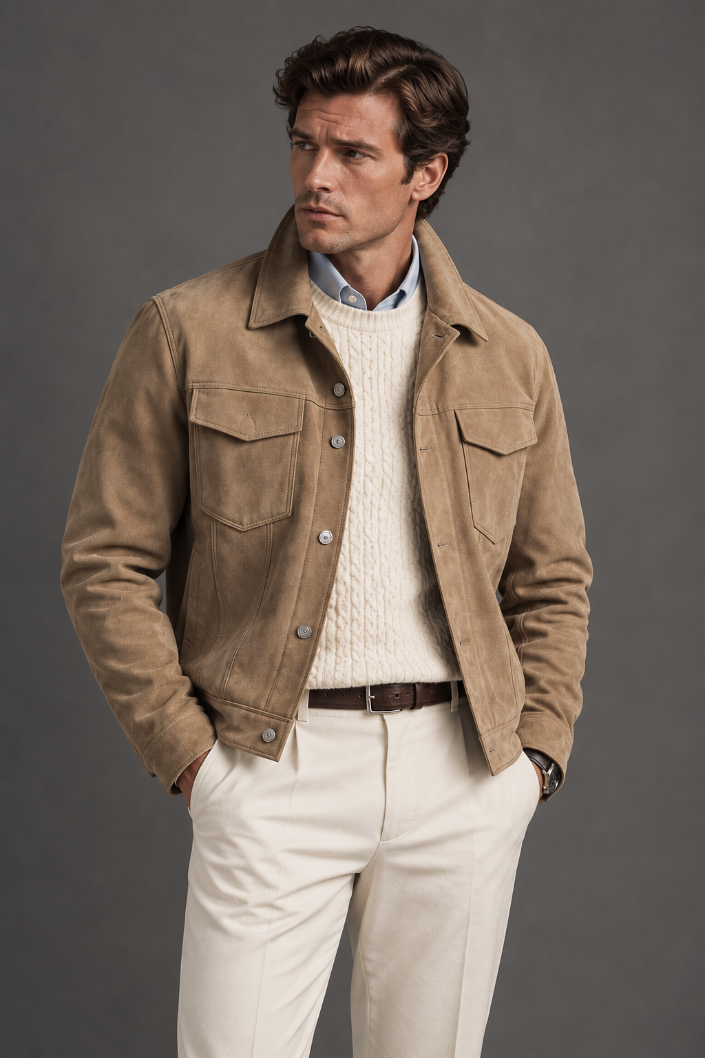 Stretch Suede Jacket for Men