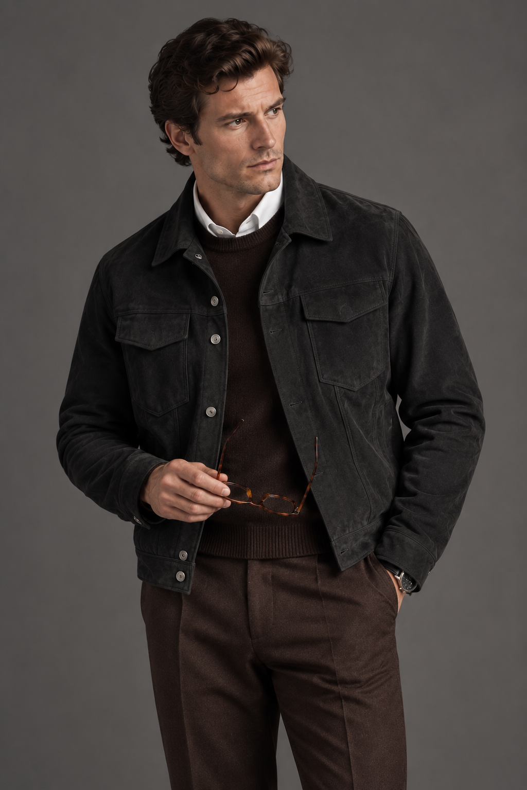 Stretch Suede Jacket for Men