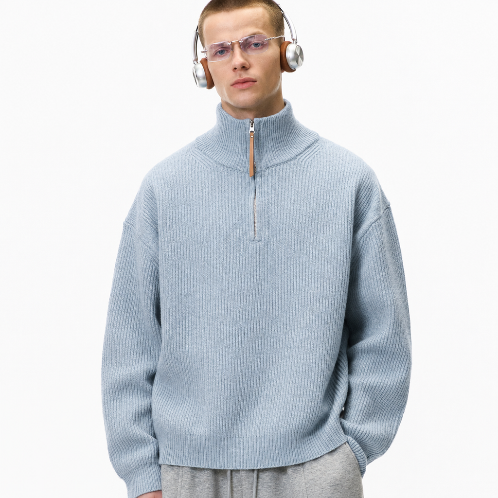 Half-Zip Mock-Neck Sweater