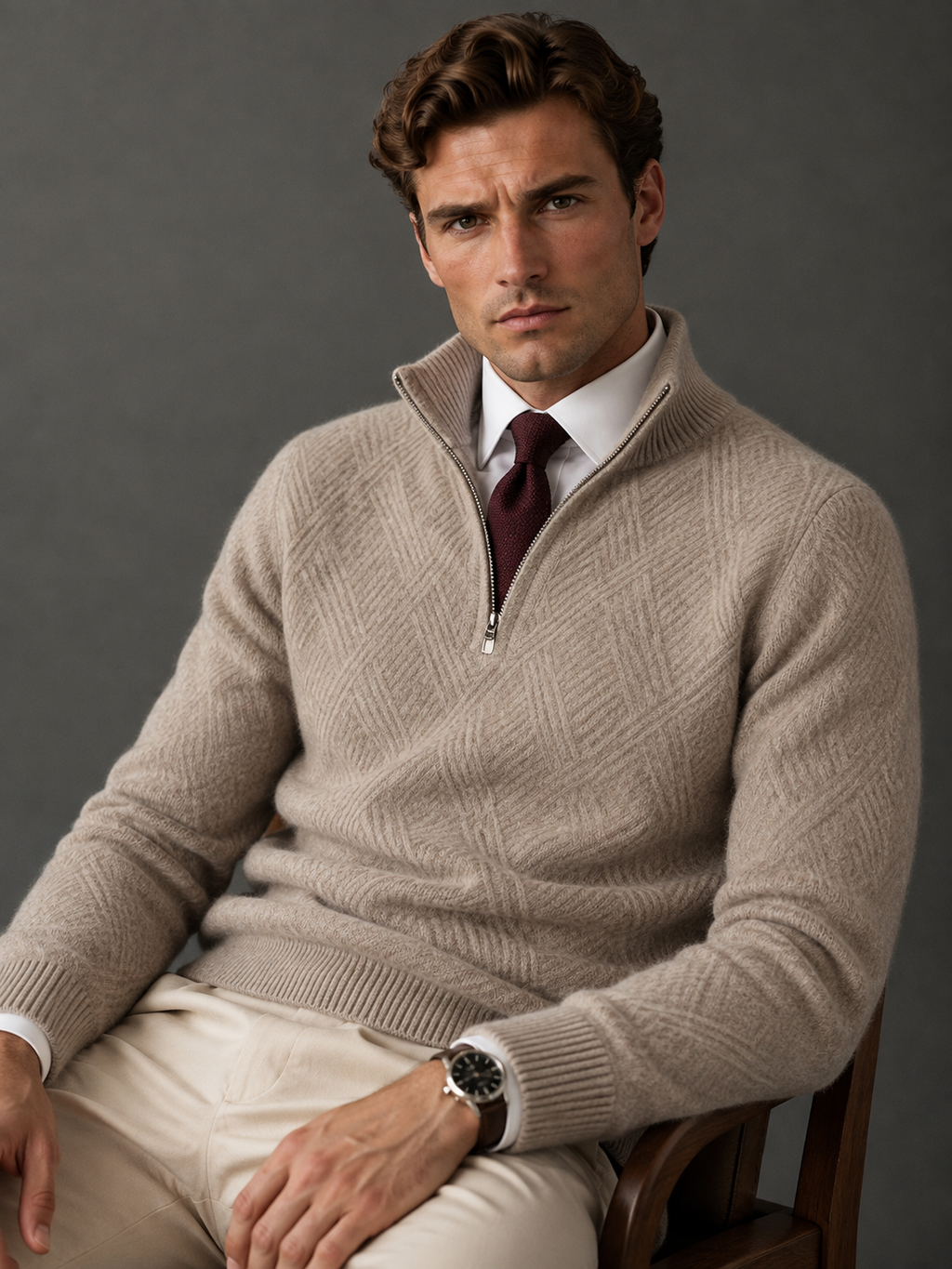 100% Australian Merino wool Zipper Sweater