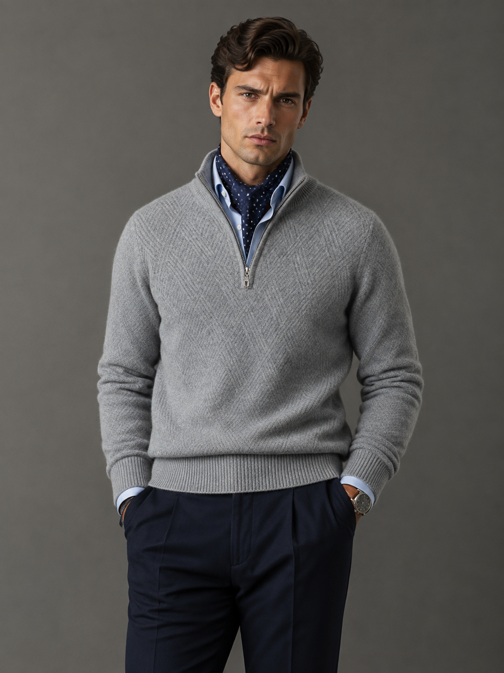 100% Australian Merino wool Zipper Sweater