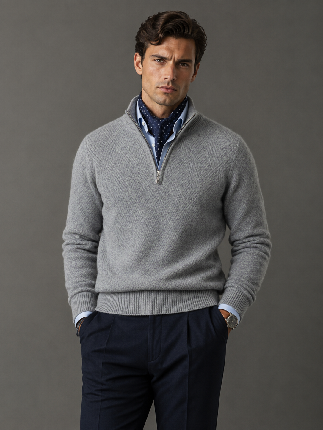100% Australian Merino wool Zipper Sweater