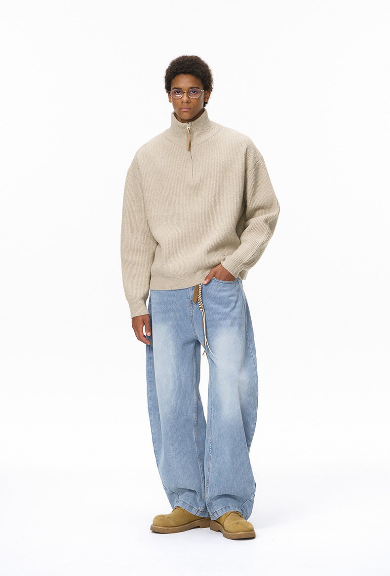 Half-Zip Mock-Neck Sweater