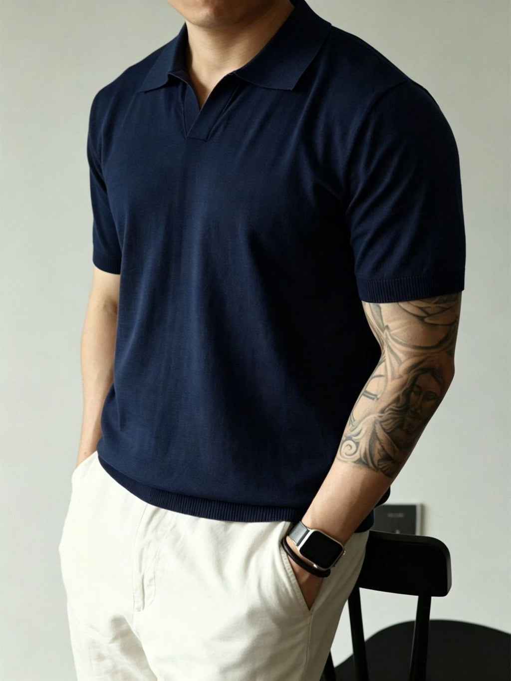 Knitted Polo Shirt Men's Short Sleeve