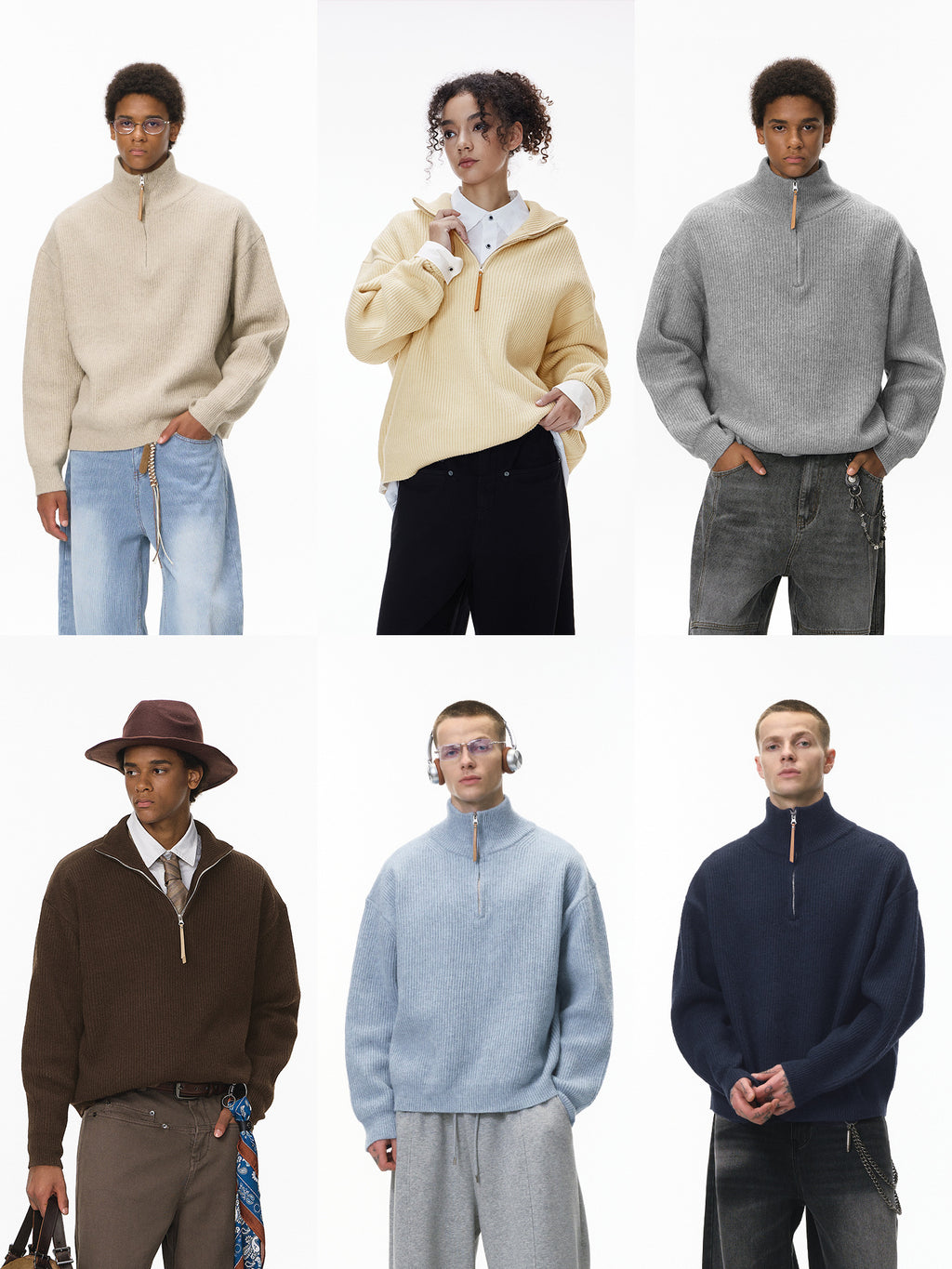 Half-Zip Mock-Neck Sweater