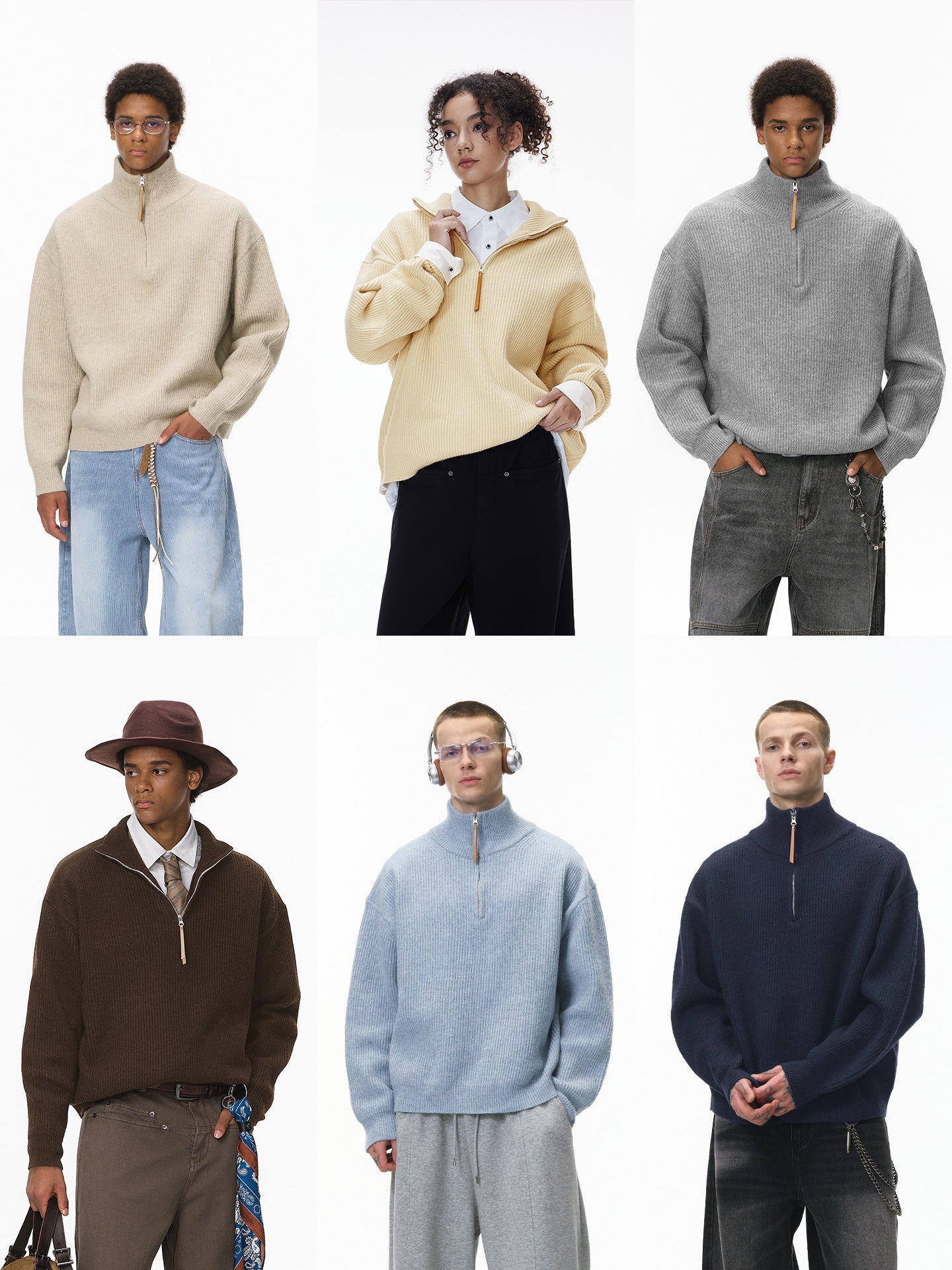 Half-Zip Mock-Neck Sweater