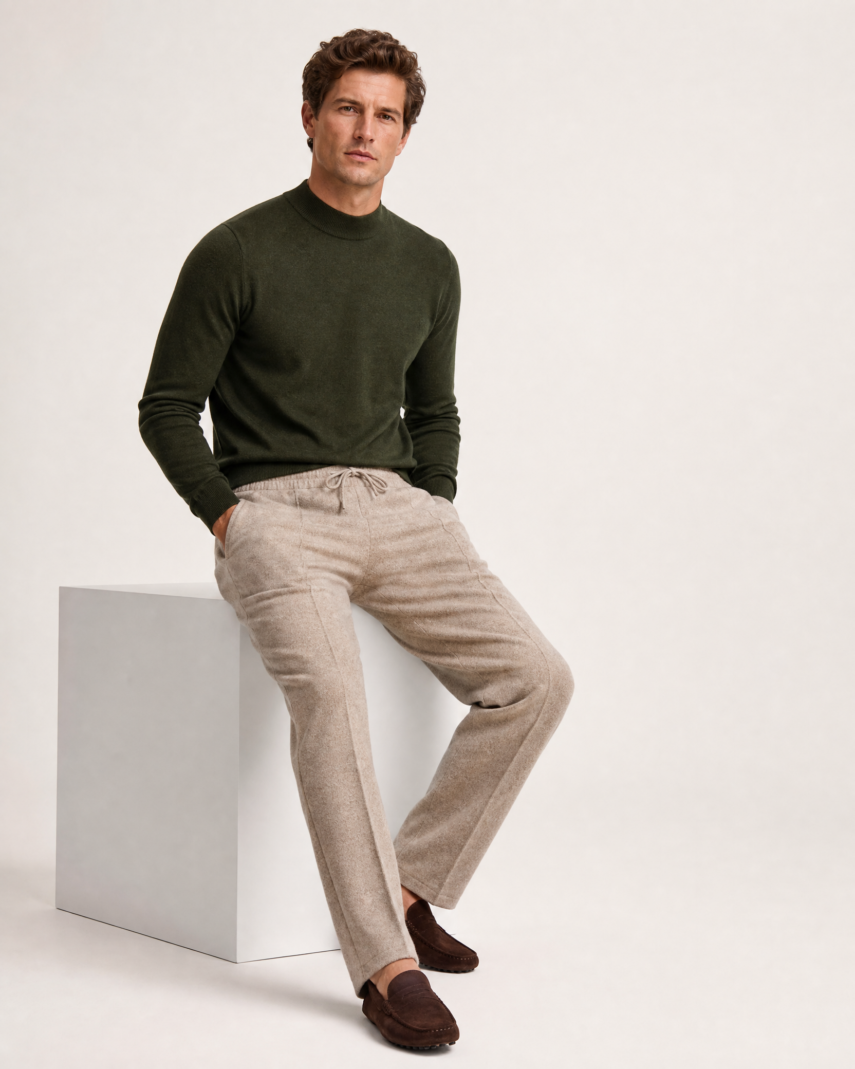 Men's Wool Knit Straight Fit Trousers
