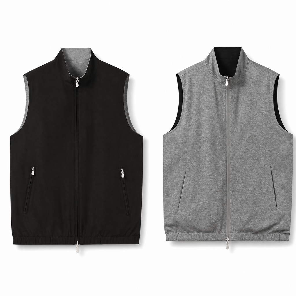 Reversible Wool Blend Stand Collar Vest