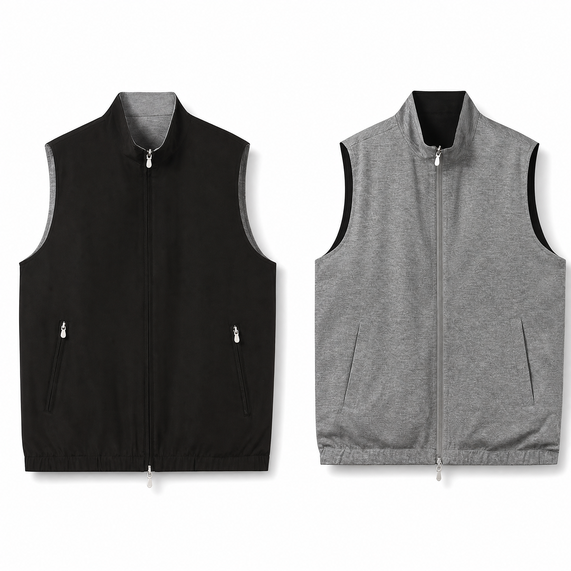 Reversible Wool Blend Stand Collar Vest