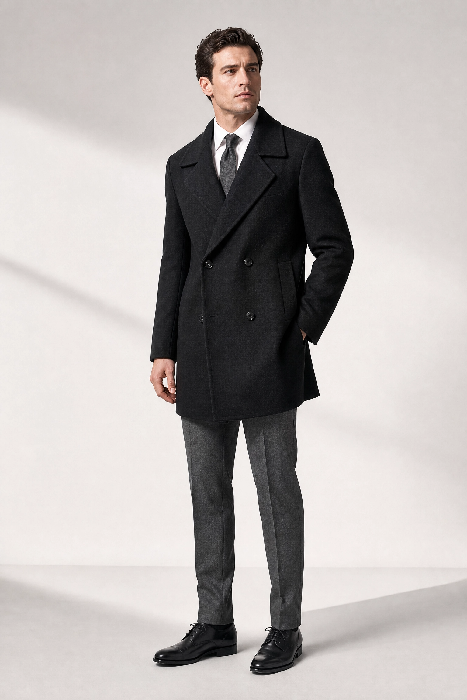 Mens Wool Overcoat with Removable Liner