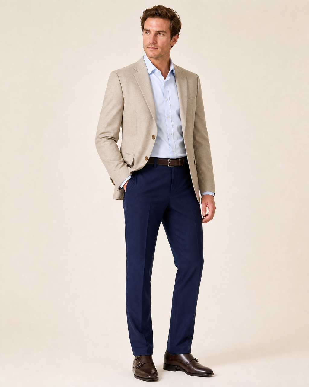 Men's Wool Blend Straight Suit Pants