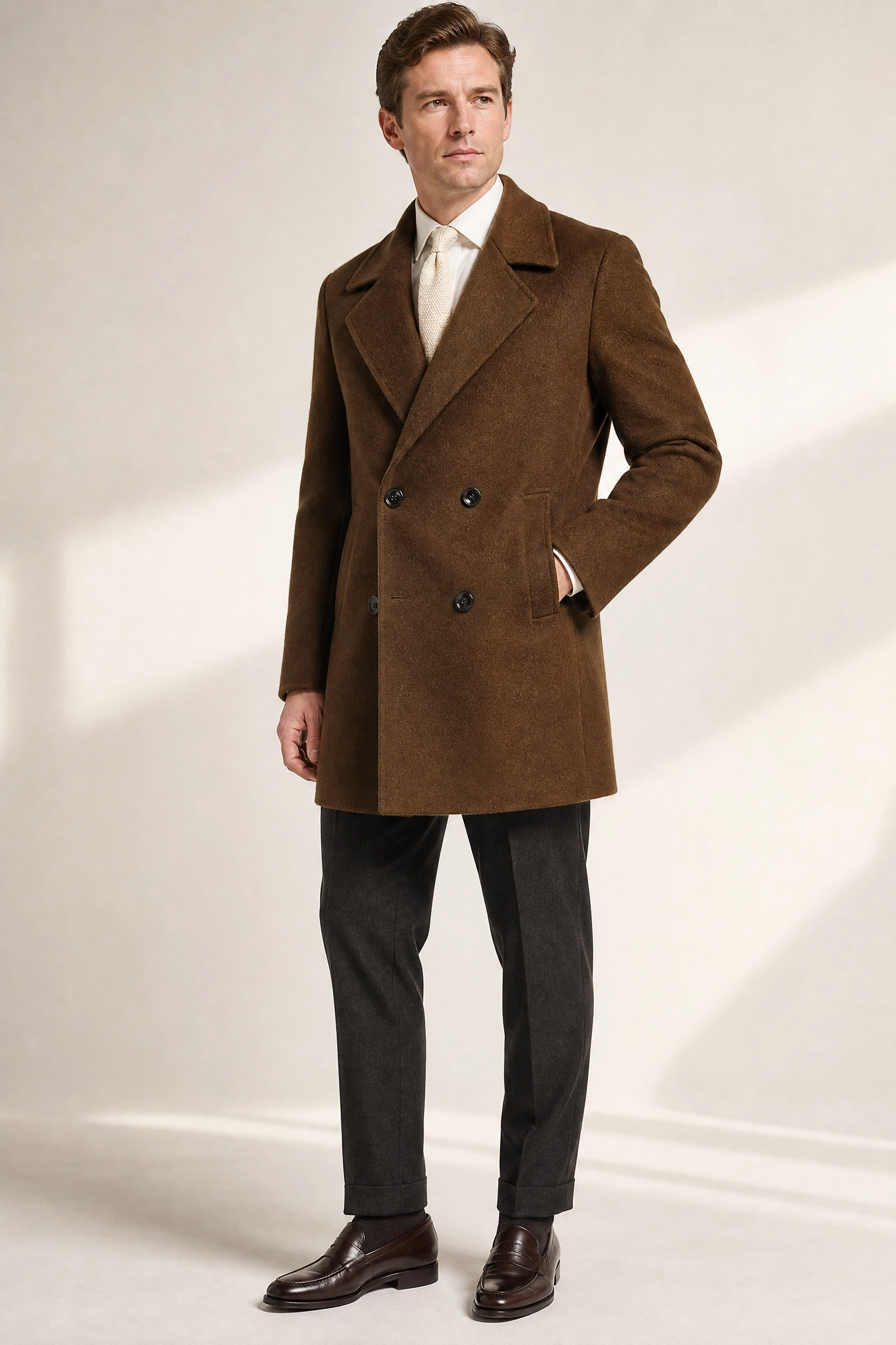Mens Wool Overcoat with Removable Liner
