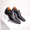 Mens Genuine Leather Double Buckle Monk Shoes