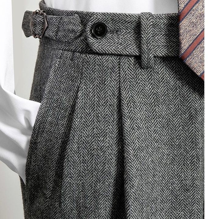 High Waist Wool Blend Trousers