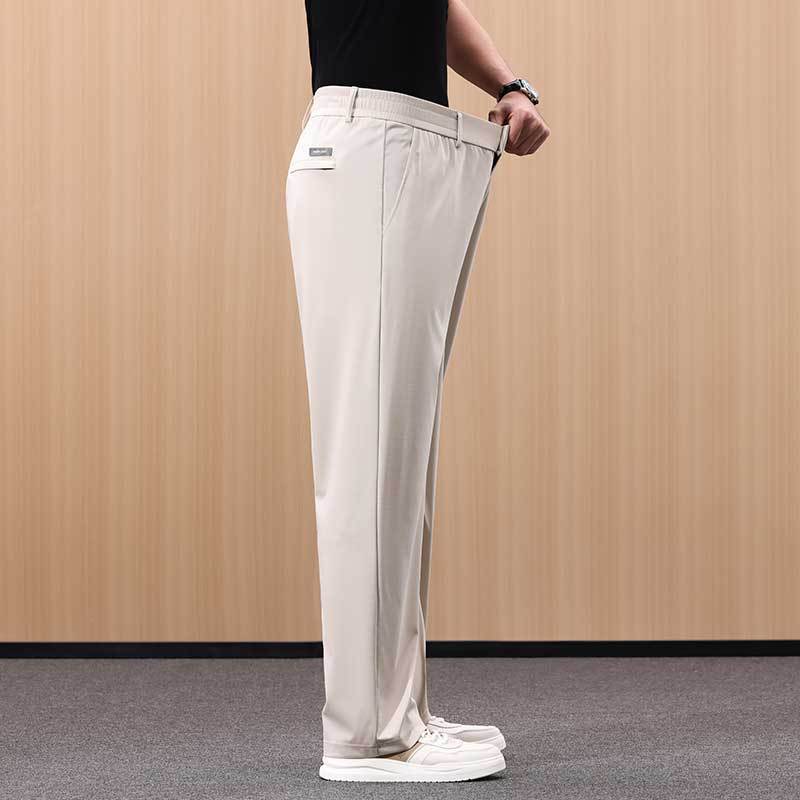 Mens Silk Blend Straight Leg Trousers
