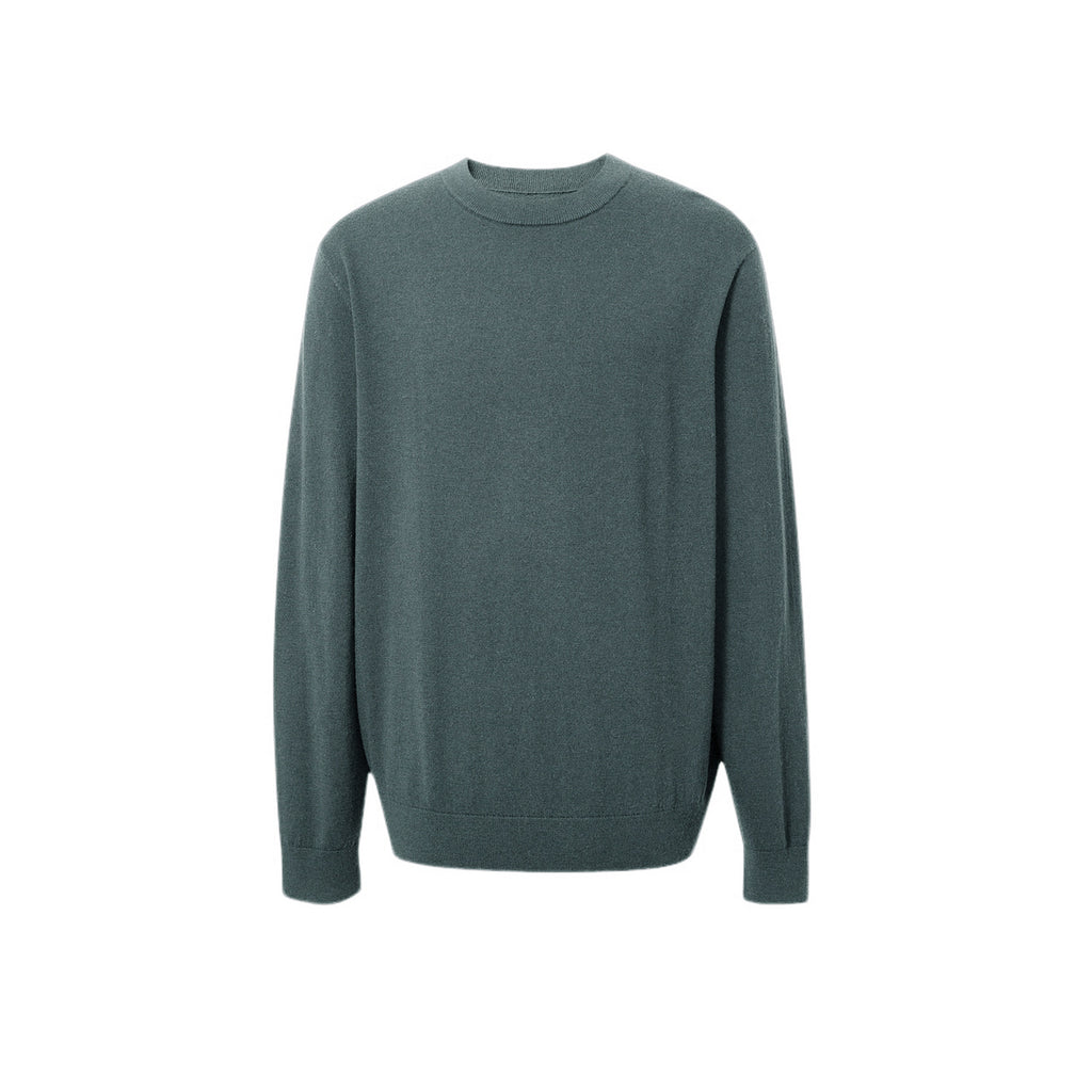 Mens Pure Wool Crew Neck Knit Sweater