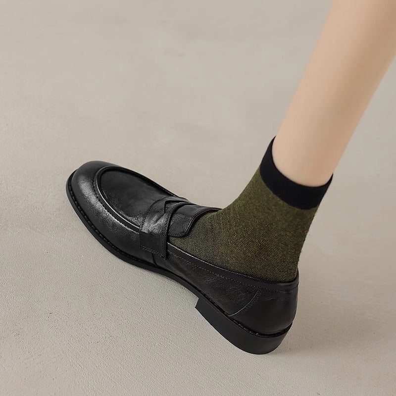 Leather Flat Loafers,Stunningly Beautiful and Versatile Small Leather Shoes