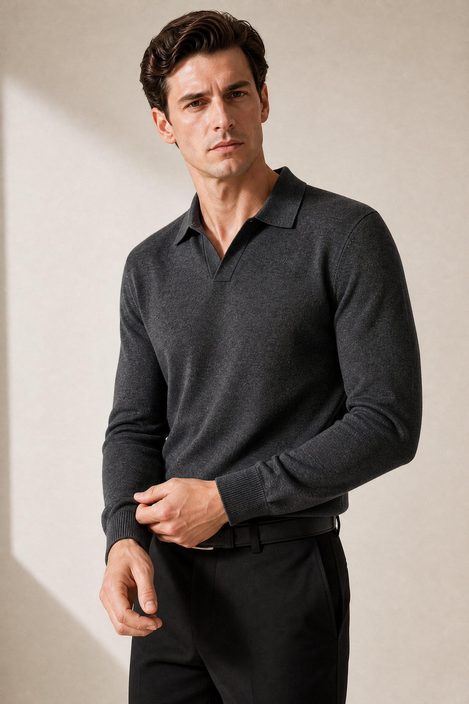 100% Merino Wool Polo Sweater