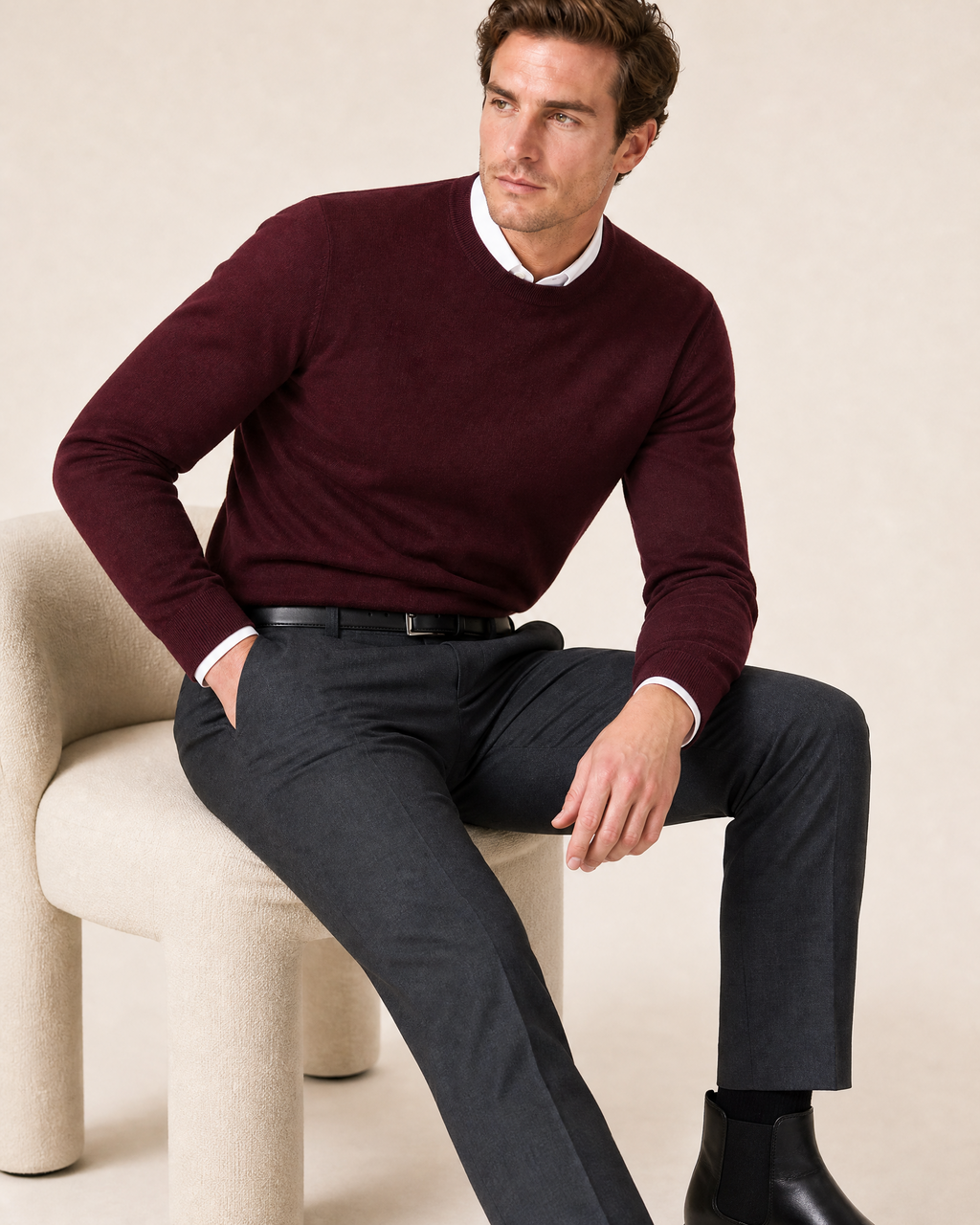 Men's Wool Blend Straight Suit Pants