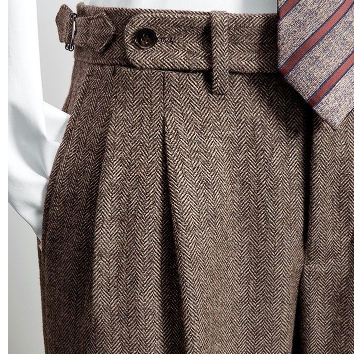 High Waist Wool Blend Trousers