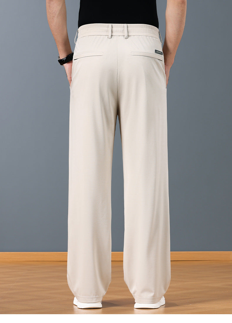 Mens Silk Blend Straight Leg Trousers