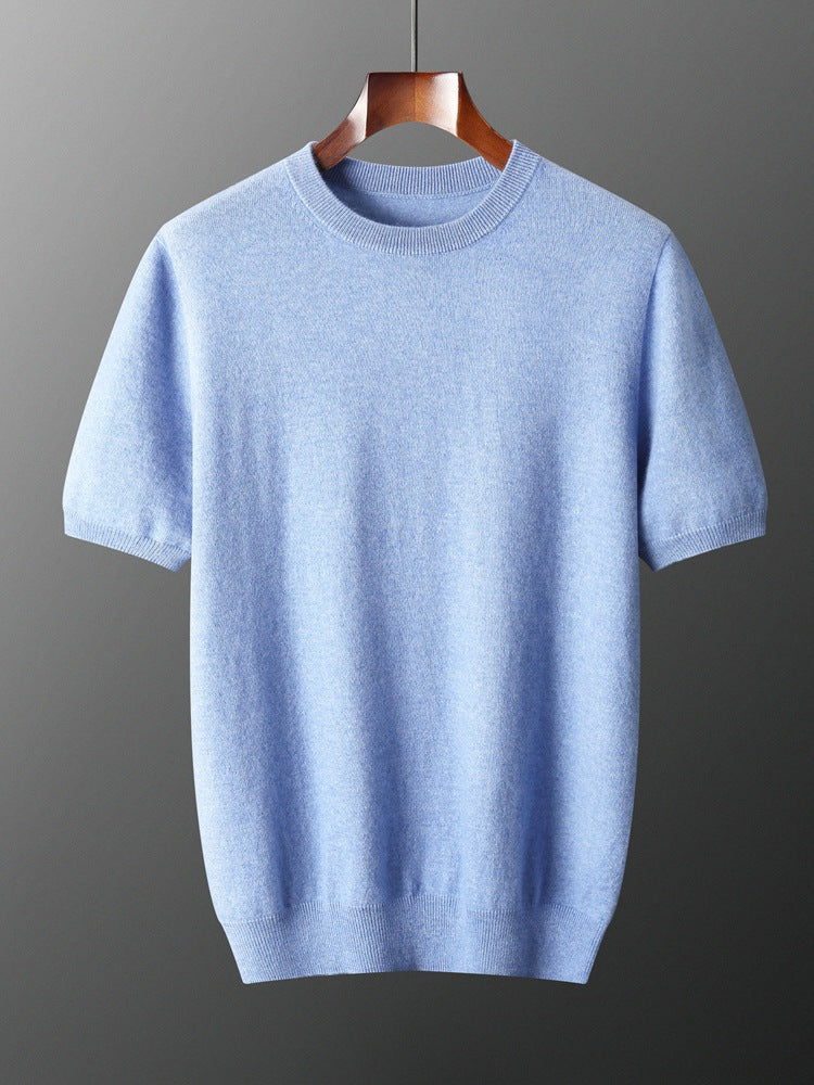 Mens Cashmere Blend Short Sleeve Sweater