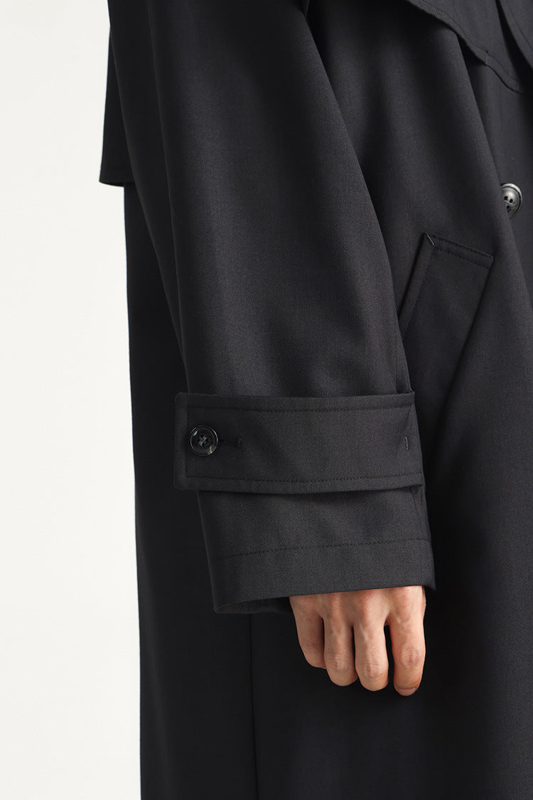 Mens Long Double Breasted Trench Coat