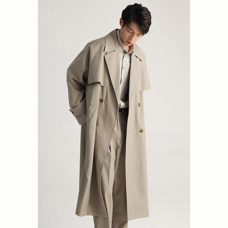 Mens Long Double Breasted Trench Coat