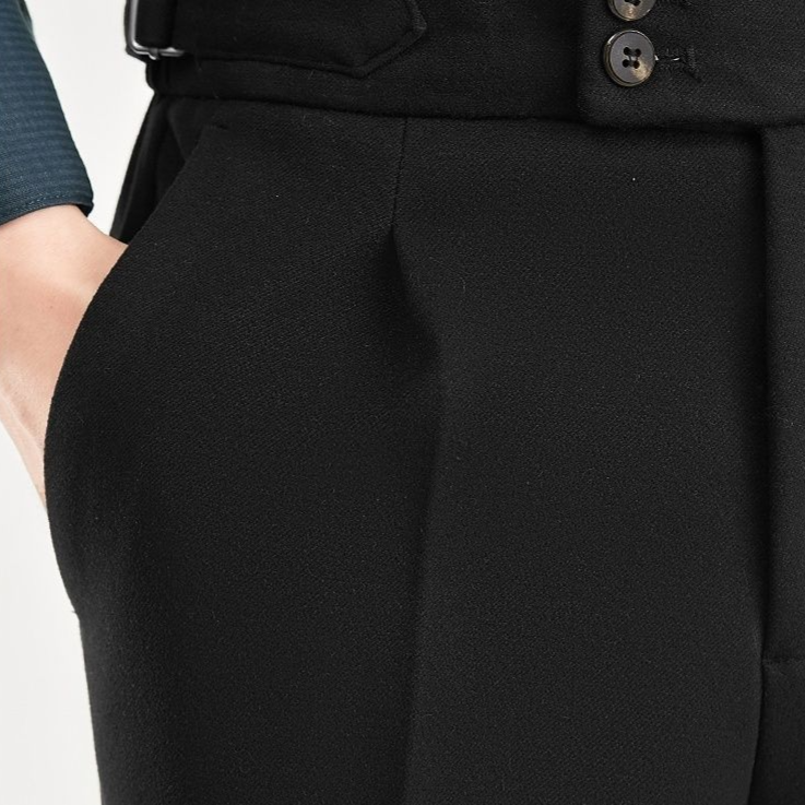 High Waist Wool Blend Trousers