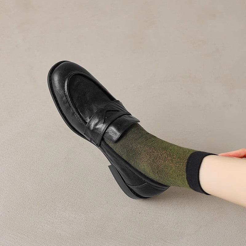 Leather Flat Loafers,Stunningly Beautiful and Versatile Small Leather Shoes
