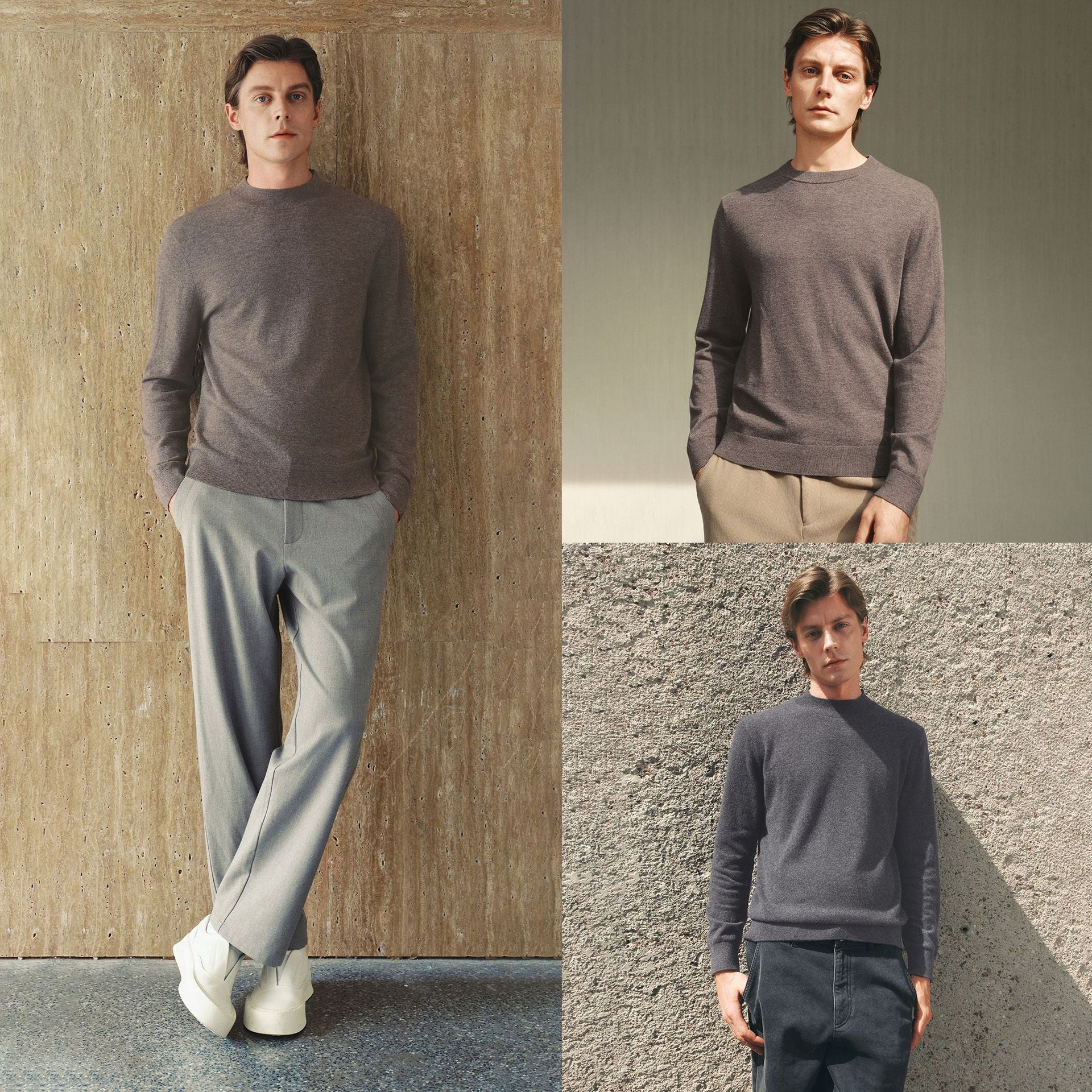 Mens Pure Wool Crew Neck Knit Sweater