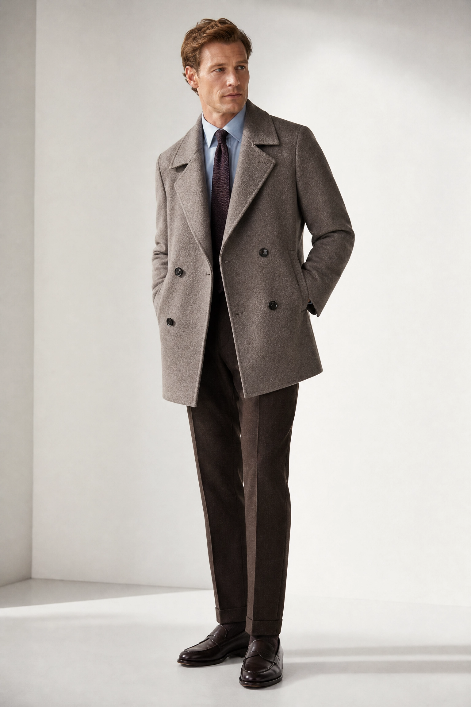Mens Wool Overcoat with Removable Liner