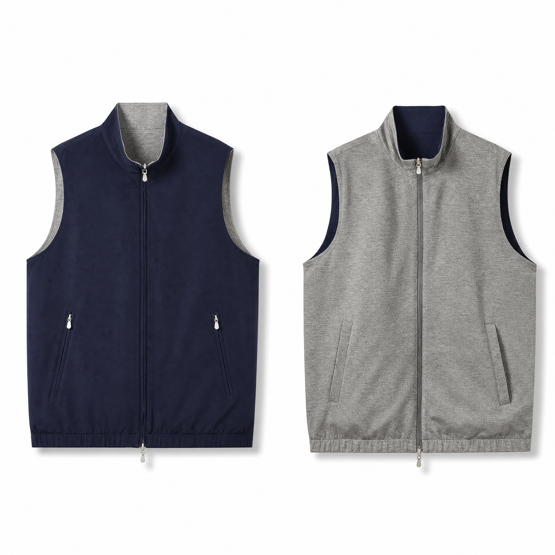 Reversible Wool Blend Stand Collar Vest
