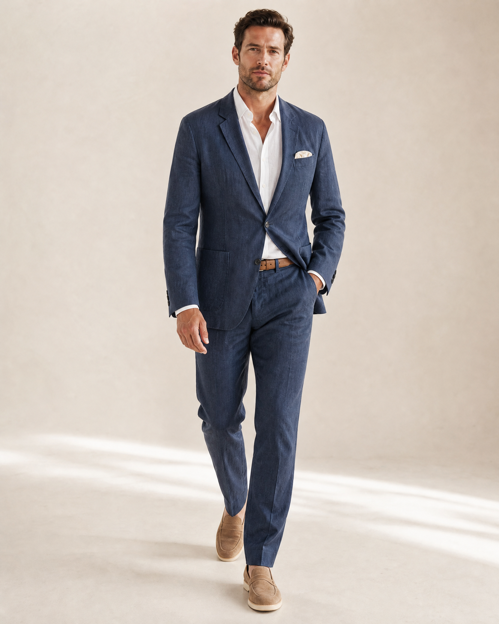 Mens Casual Linen Blend Suit