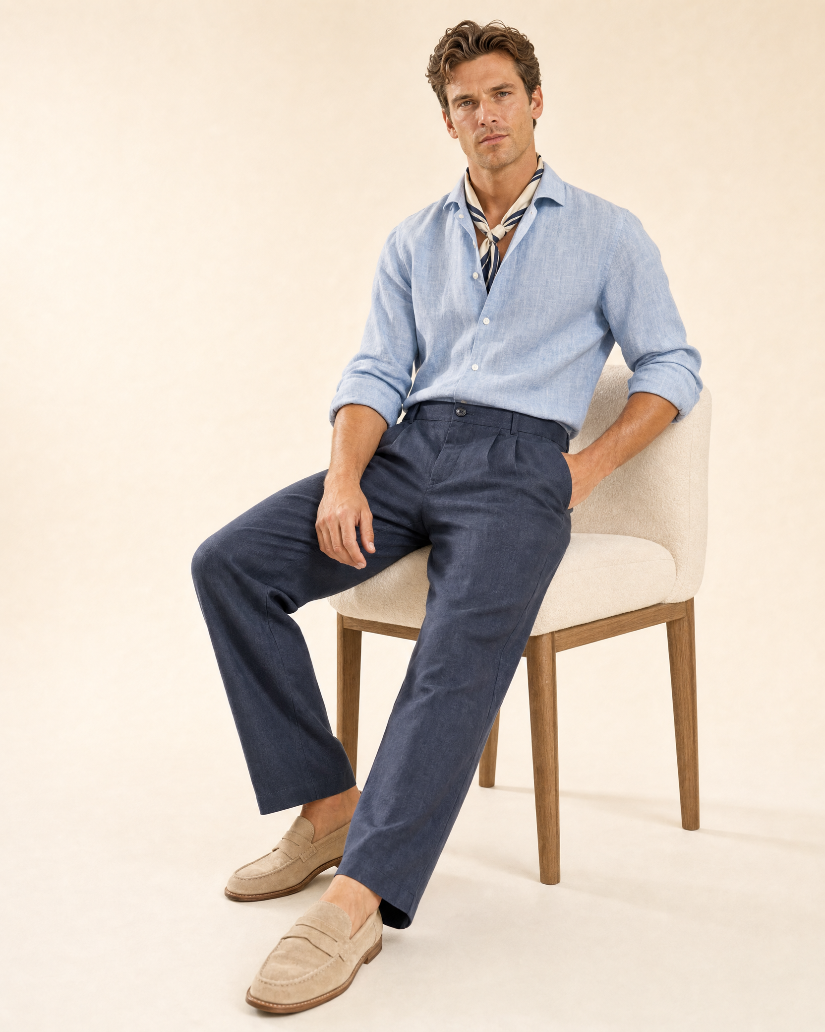 Mens Linen Straight Leg Pants
