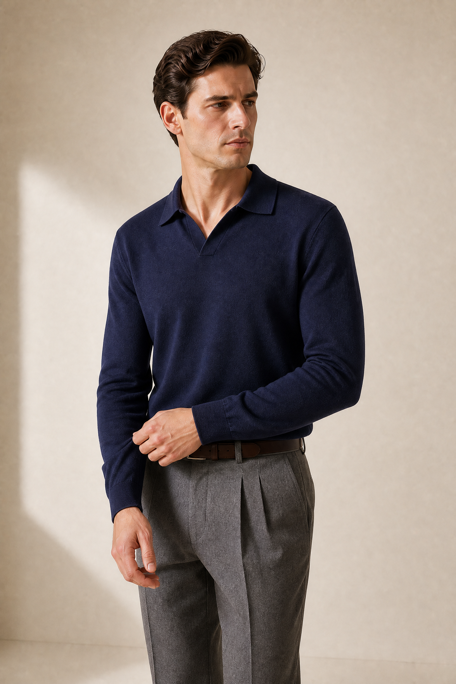 100% Merino Wool Polo Sweater