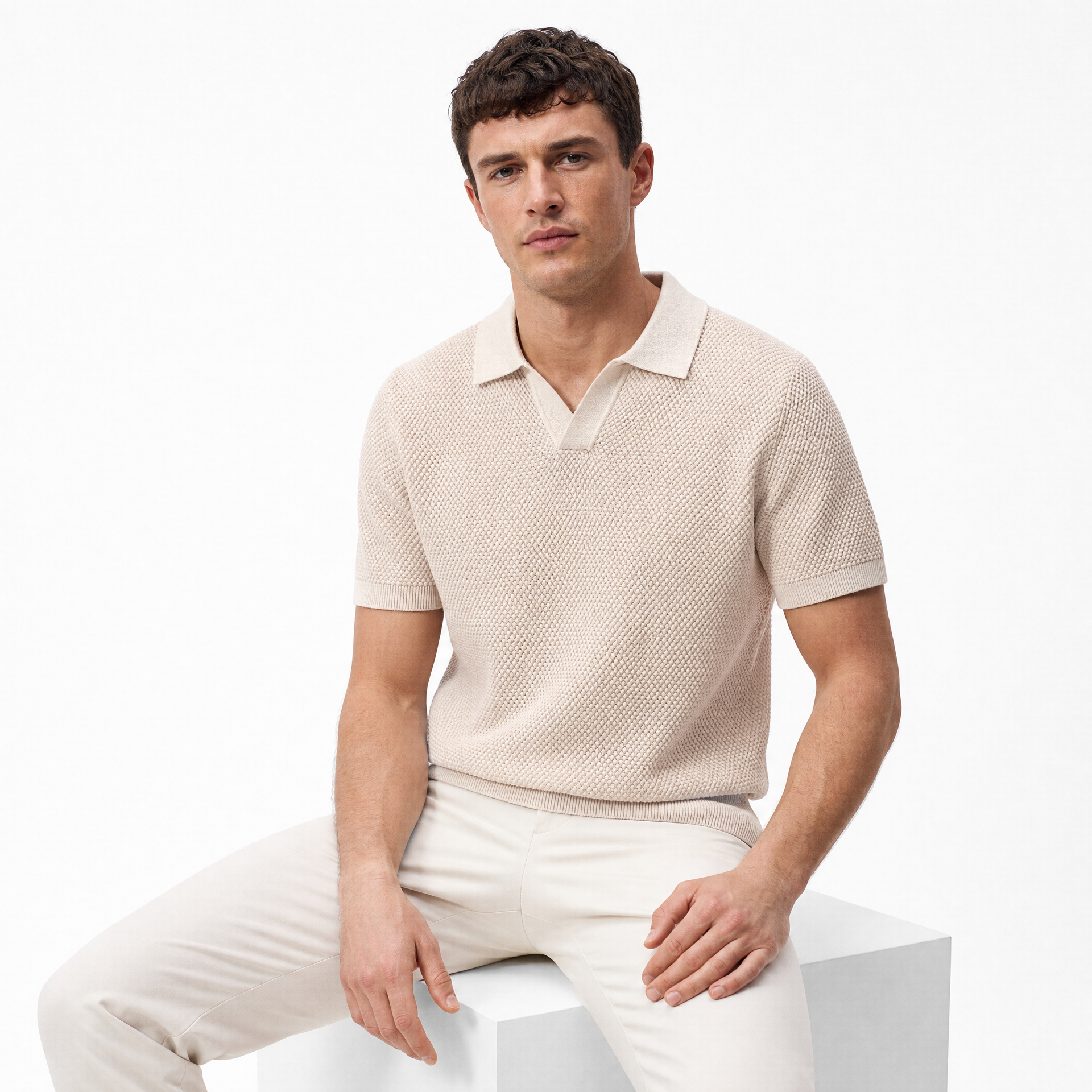 jacquard Buttonless Polo