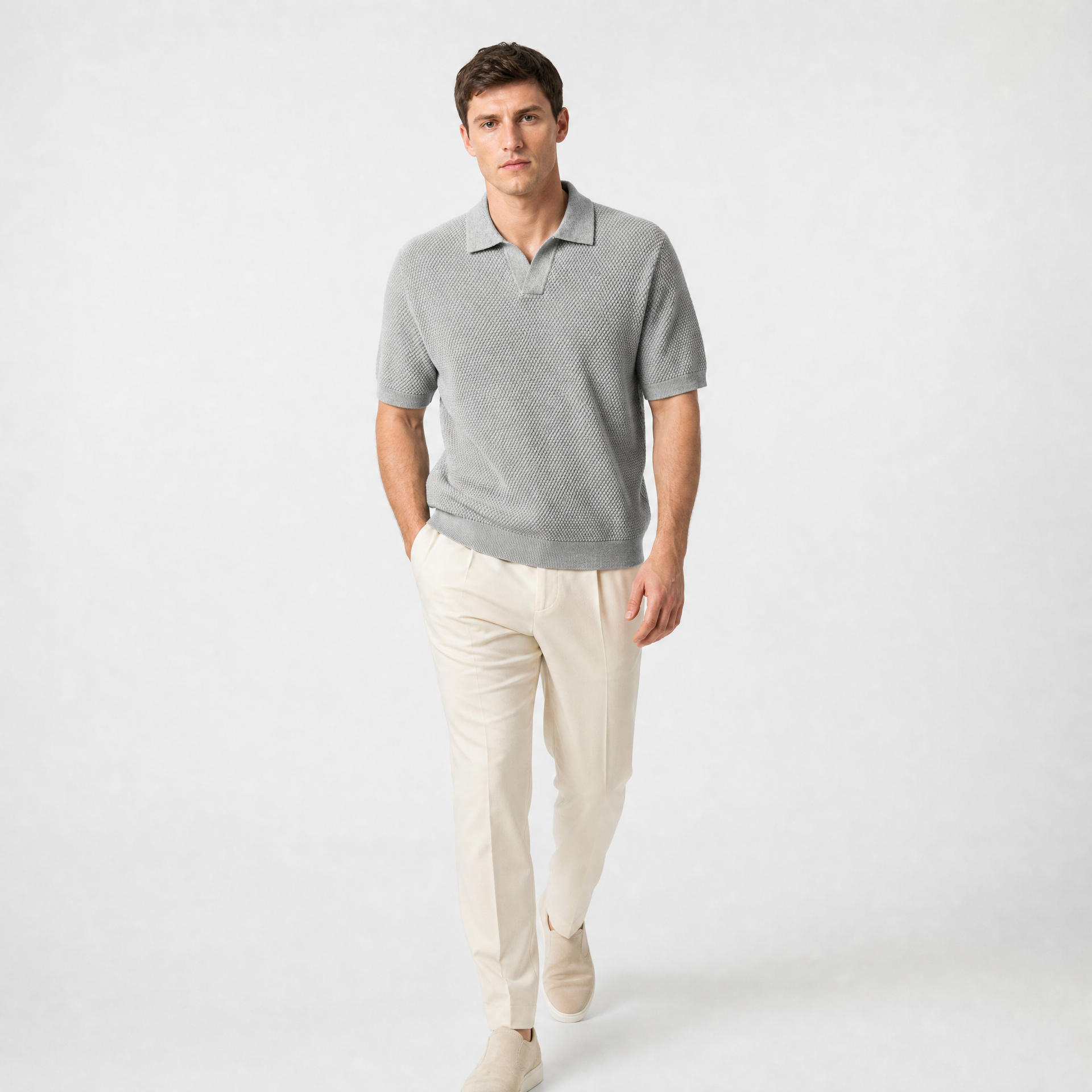 jacquard Buttonless Polo