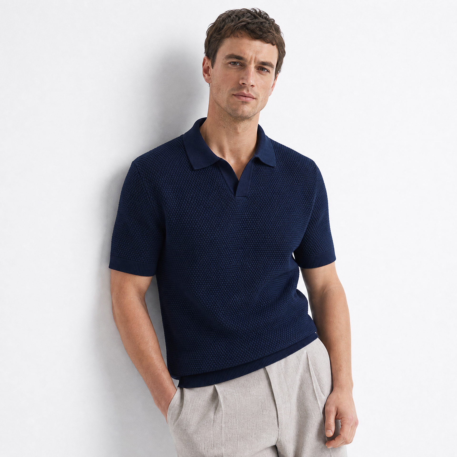 jacquard Buttonless Polo