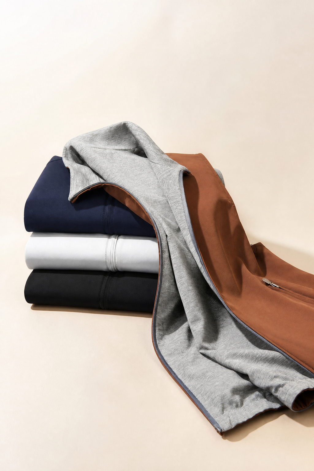 Reversible Wool Blend Stand Collar Vest