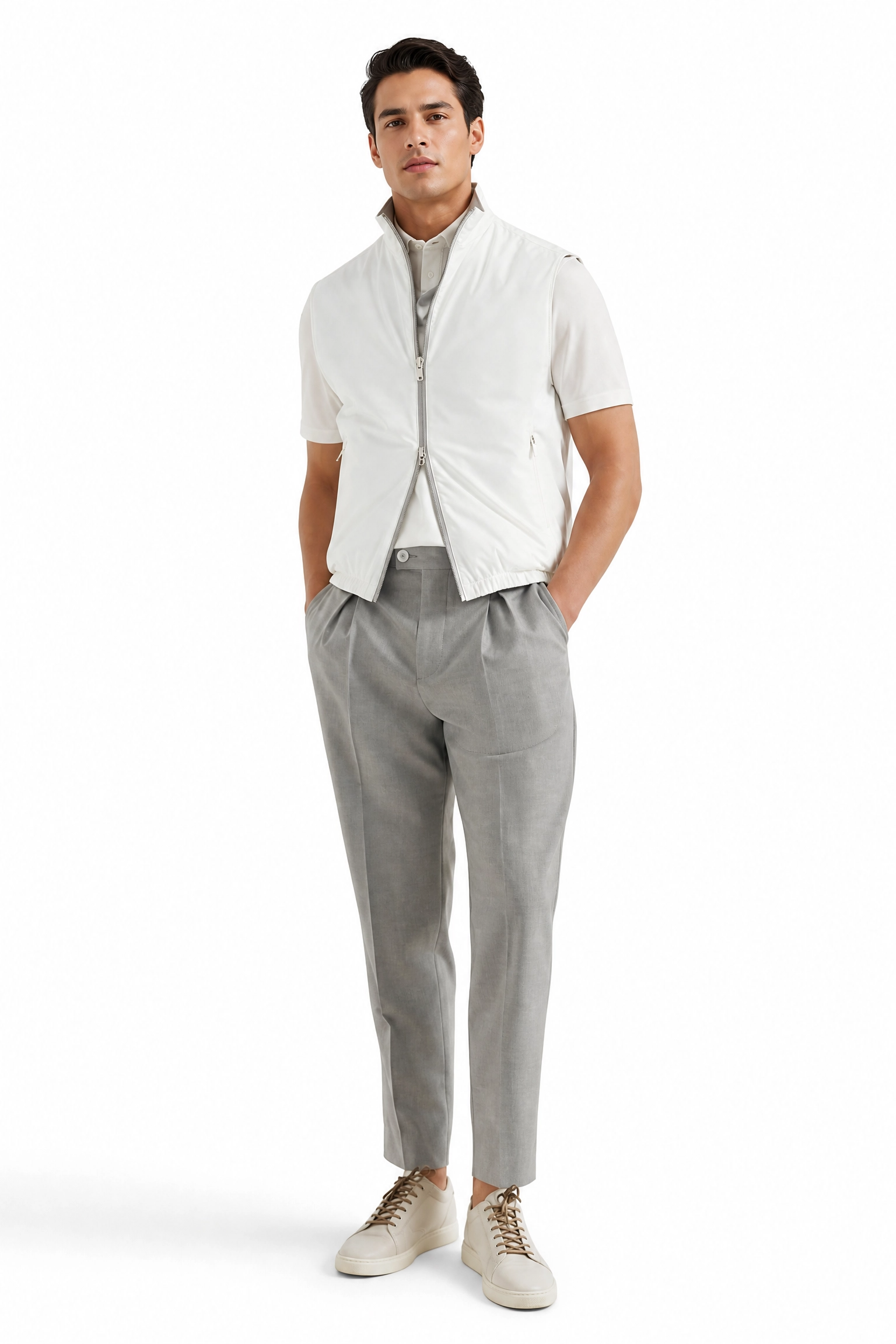 Reversible Wool Blend Stand Collar Vest