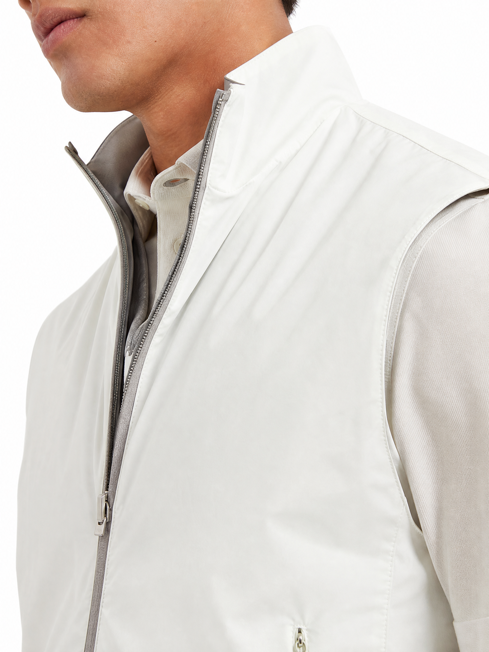 Reversible Wool Blend Stand Collar Vest