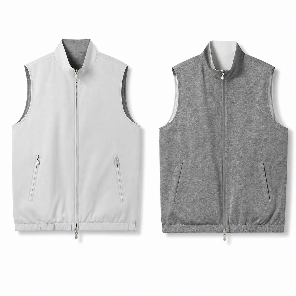 Reversible Wool Blend Stand Collar Vest
